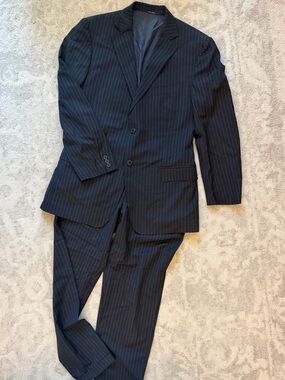 Zegna - Men's Black Pinstripe Two-Button Suit Set